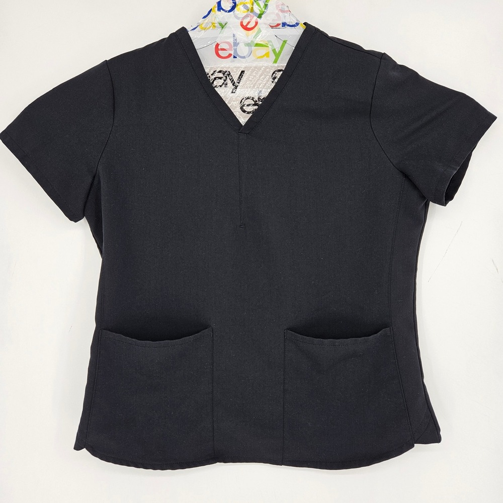 Fabletics Scrub Top Womens Large Method 2 Pockets Uniforms Healthcare Black